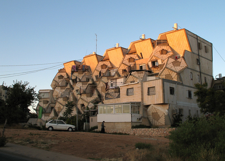 A view of the Ramot Polin Apartments from across the street. 