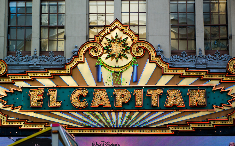 The awning of the El Capitan Theater in Hollywood