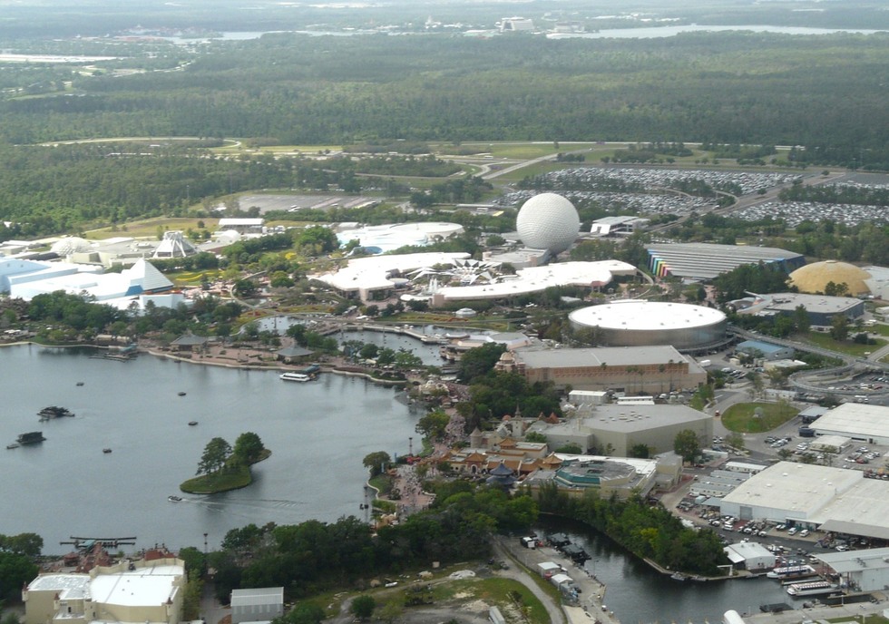 Aerial view of Walt Disney World's Epcot Center