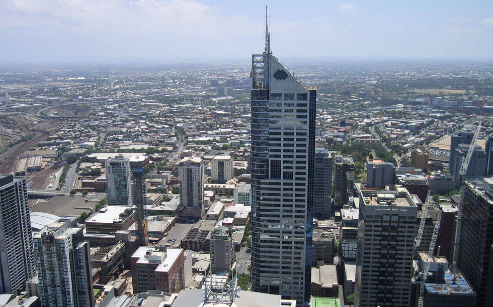 Aerial view of the city of Melbourne