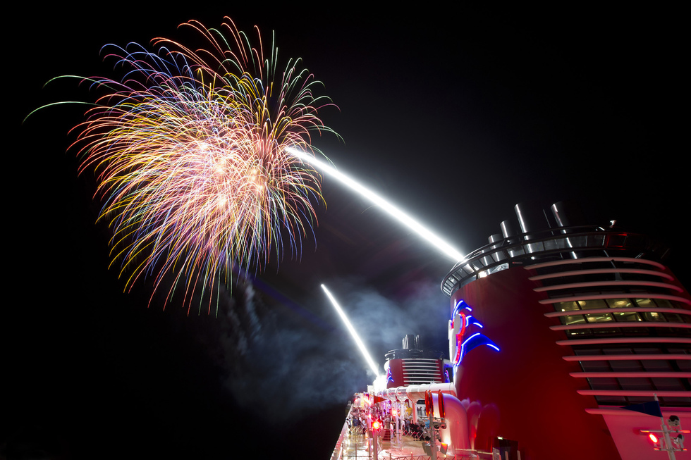 Fireworks above the Disney Dream