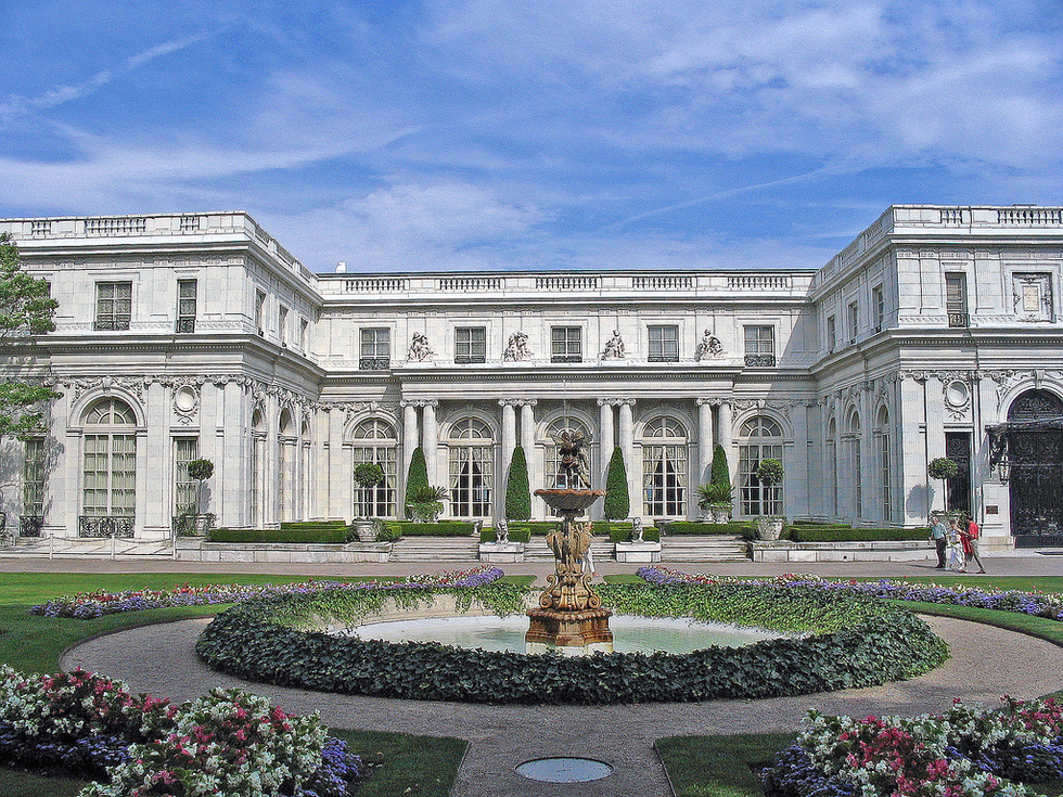 An exterior view of Rosecliff, one of Newport's most opulent mansions