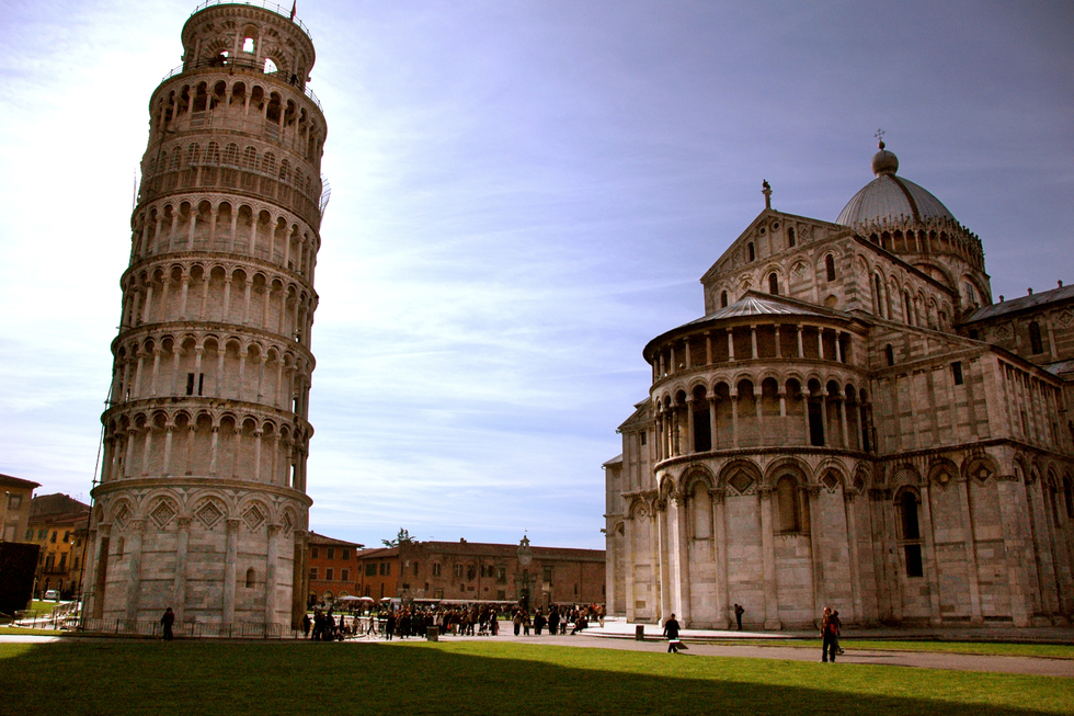 Leaning Tower of Pisa next to the Duomo of Pisa
