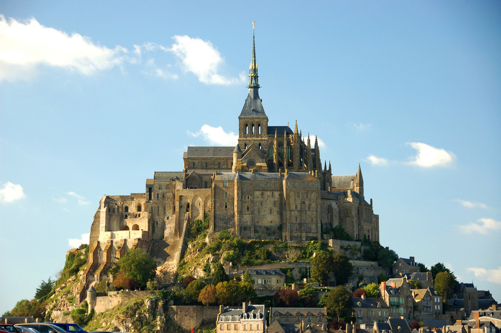Mont-St-Michel on an island hill in Normandy, France. 