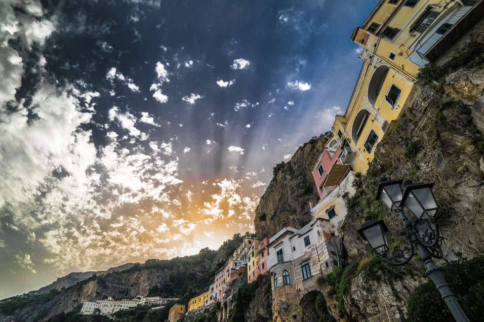 Amalfi Coast Cliffs with Colorful Buildings