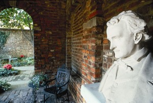 Edgar Allan Poe Museum garden with statue