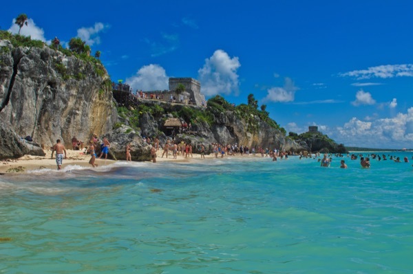 The beach and ruins at Tulum.
