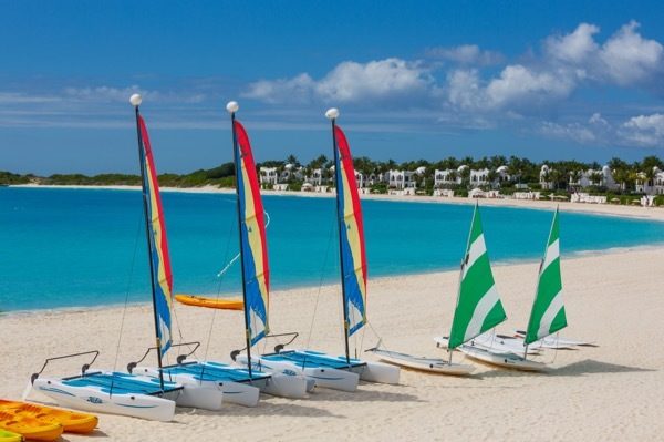Sailboats on the beach at Cap Juluca in Anguilla