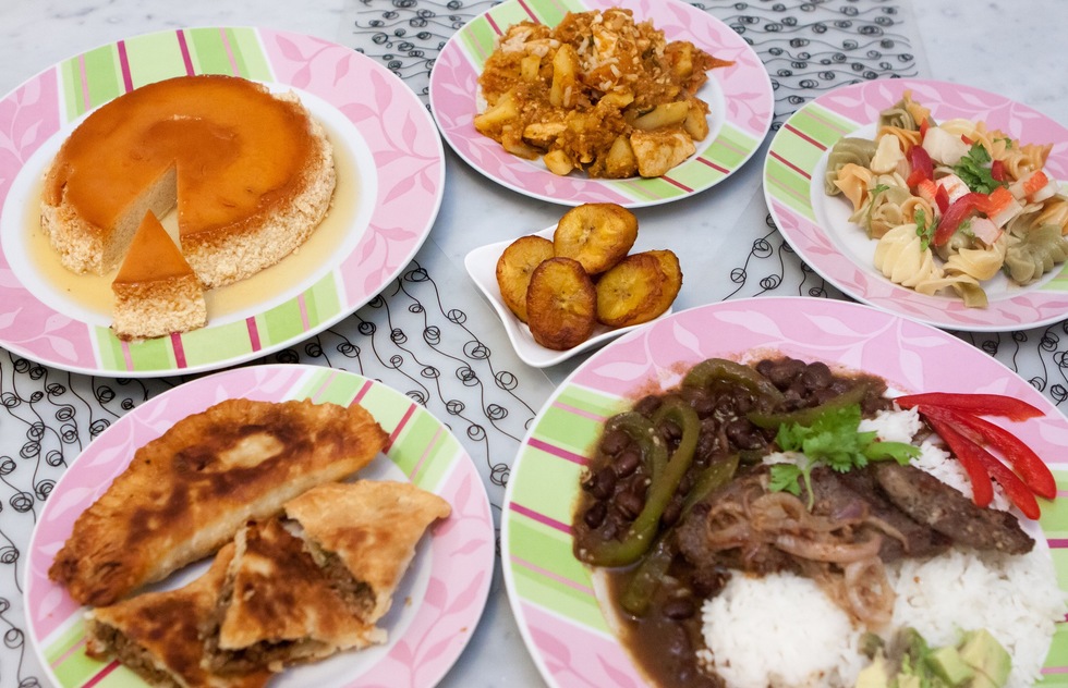 Plates of Puerto Rican food.