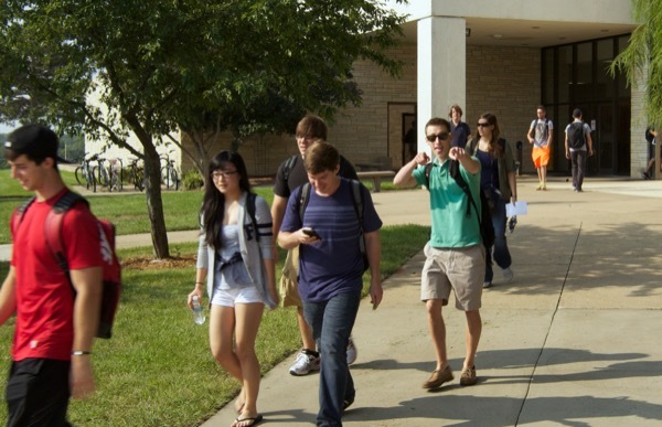 Students goofing around at Washburn University in Topeka, KS