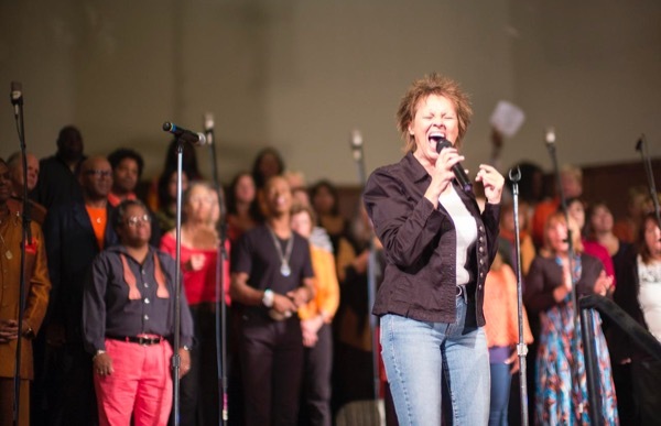A singer at the Glide Church in San Francisco