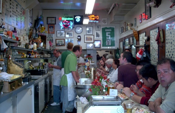 Patrons chow down at the Swan Oyster Depot in San Francisco.