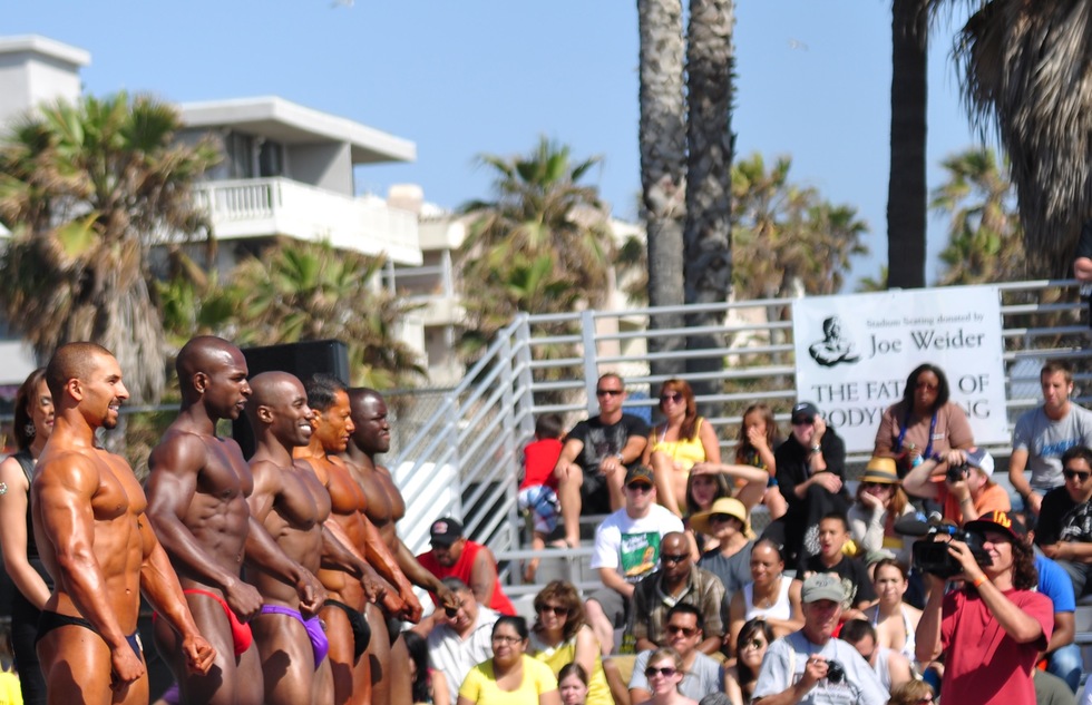 Body builders compete at Muscle Beach, in Venice, California
