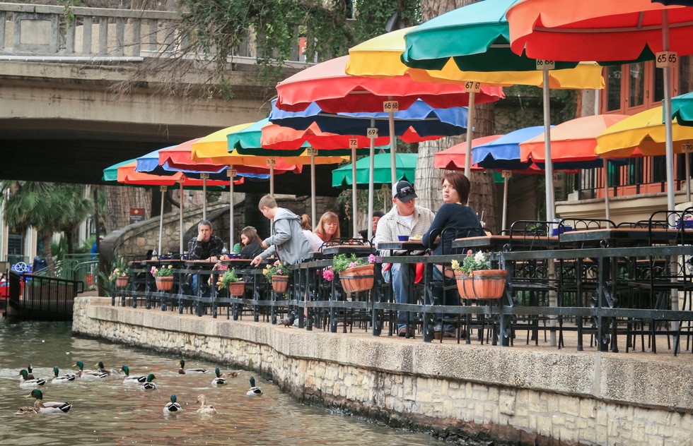 A riverside setting and colorful umbrellas make Casa Rio one of the most popular restaurants in San Antonio