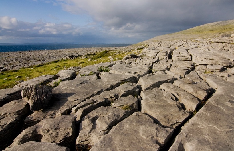 An expanse of limestone in the Burren in County Clare, Ireland
