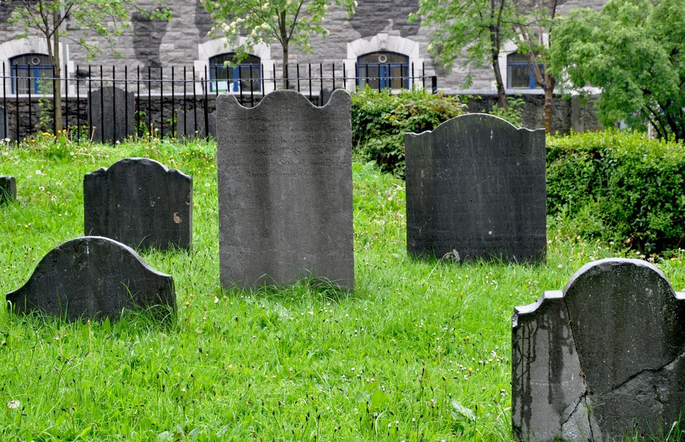 Tombstones in the graveyard at St. Michan's Church in Dublin
