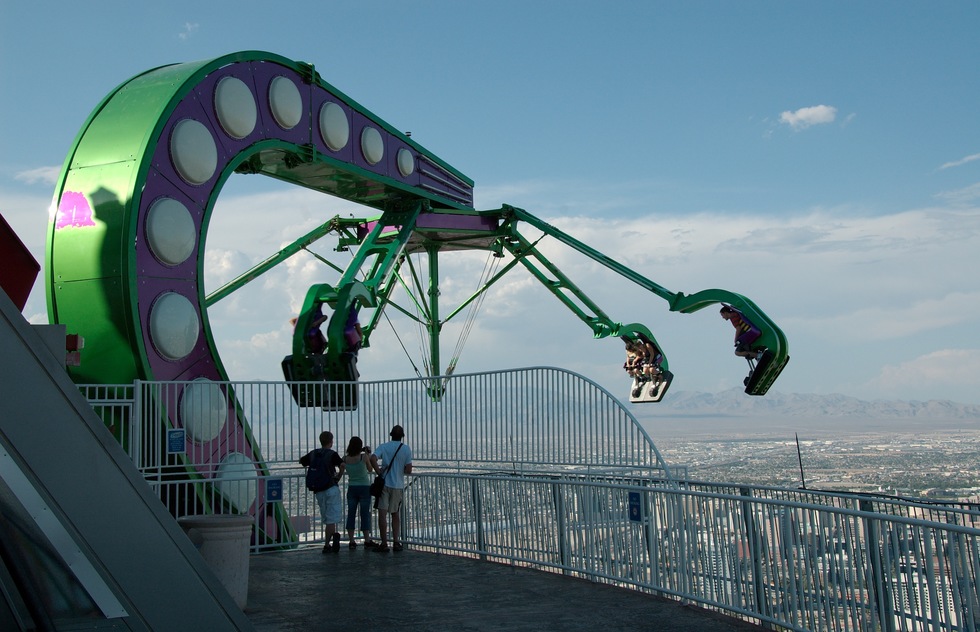The Insanity, at the Stratosphere Tower, dangles riders off the highest building west of the Mississippi.
