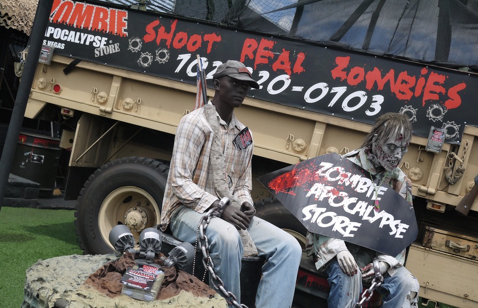 A display in front of the Zombie Apocalypse Store