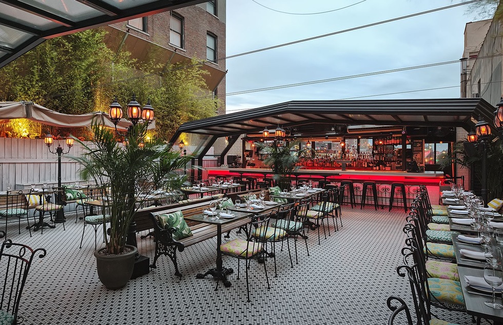 Paris-inspired art-nouveau rooftop of Hotel Chantelle in New York City