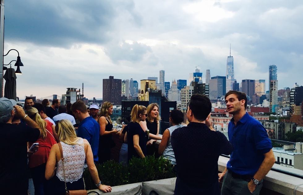 The crowd at Mr. Purple's rooftop bar in New York City