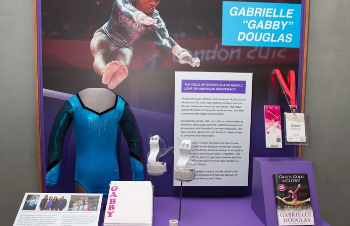 Gabby Douglas display, Smithsonian National Museum of African American History and Culture (NMAAHC)