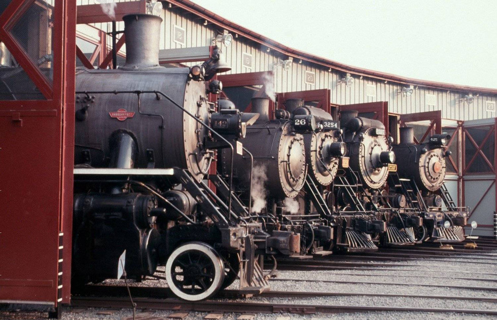 Engines in the roundhouse at Steamtown