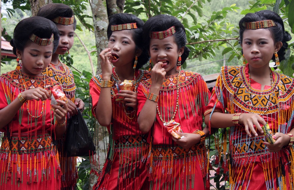 Young girls at a funeral in Sulawesi, Indonesia