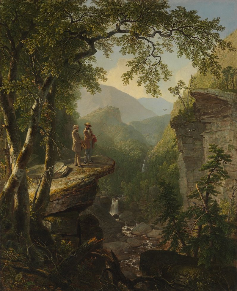 Asher Brown Durand, "Kindred Spirits" (1849; oil on canvas, 44 x 36 in. [111.8 x 91.4 cm]). Photography by the Metropolitan Museum of Art. Courtesy of Crystal Bridges Museum of American Art, Bentonville, Arkansas