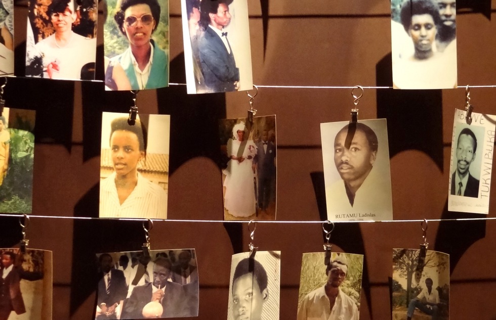 Photos of Rwandan genocide victims on display at the Kigali Genocide Memorial Centre in Rwanda