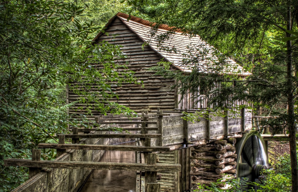 A rustic mill at Cades Cove in Tennessee's Great Smoky Mountains National Park