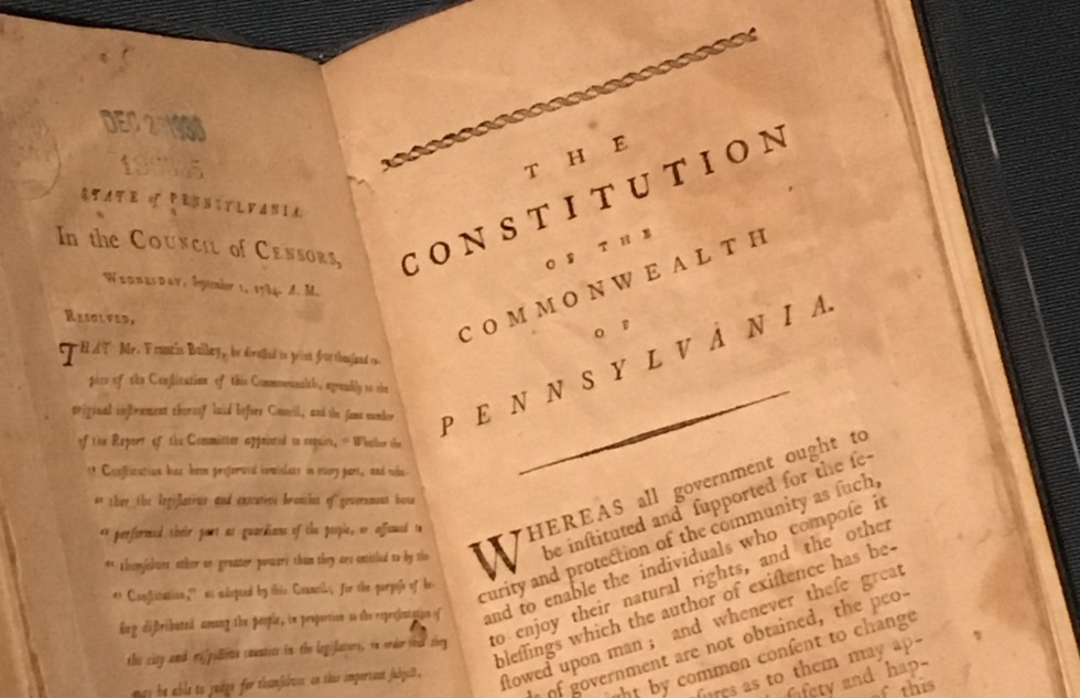 Pennsylvania's 1776 state constitution, on display at the Museum of the American Revolution in Philadelphia
