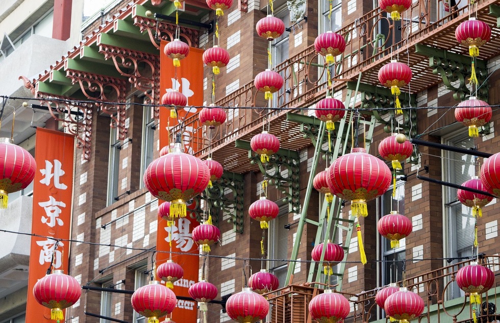 Red paper lanterns in San Francisco's Chinatown