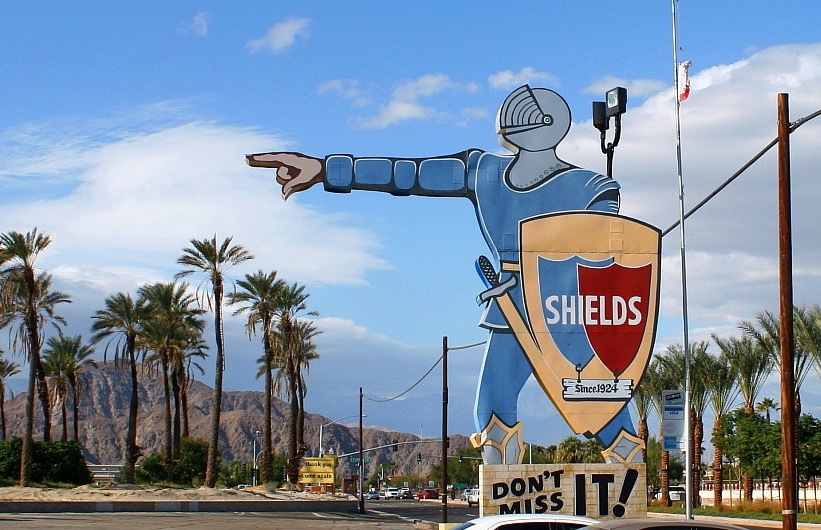 Sign for Shields Date Gardens in Indio, California