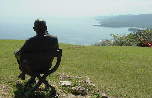 The statue of Coward looks out over the stunning view.