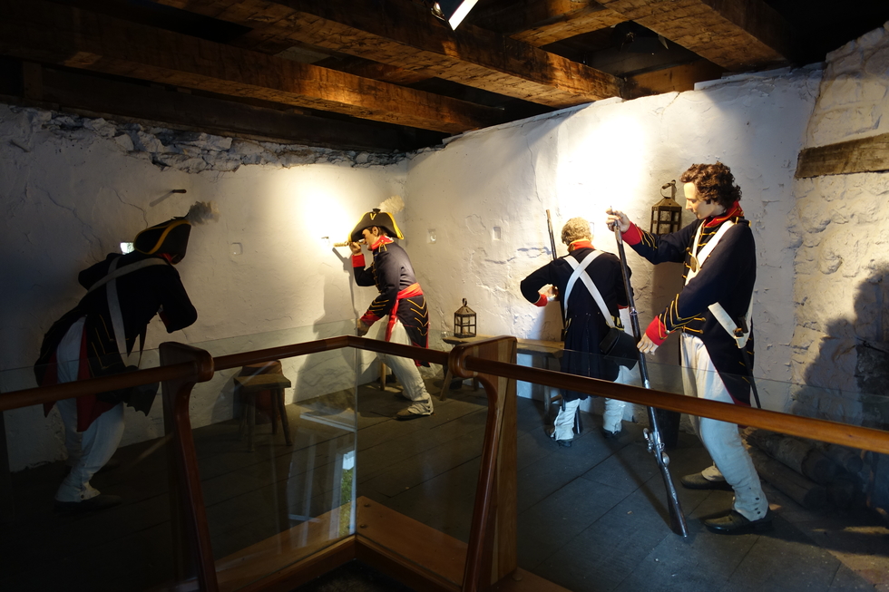 Dummies set up to show how soldiers fought the first land battle in the War of 1812