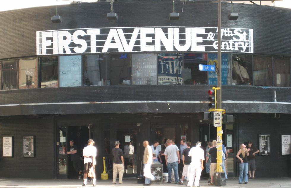 Music lovers wait outside First Avenue before a show.