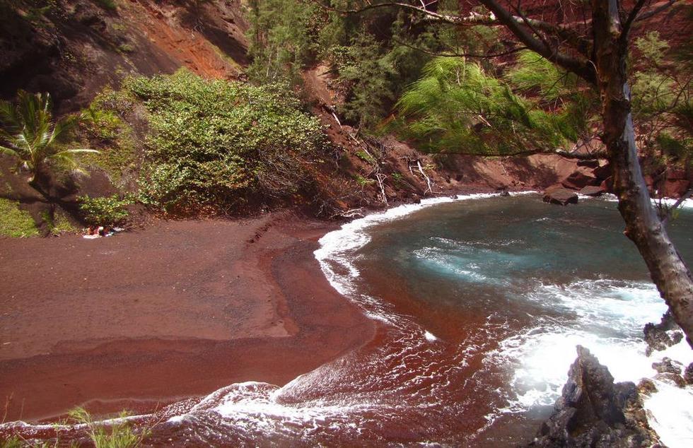 There is nothing else like the vibrant red beaches of Kaihalulu.