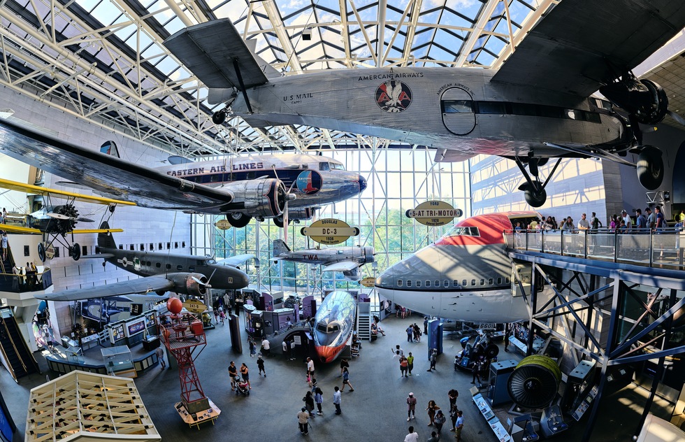 Planes hanging from atrium cieling