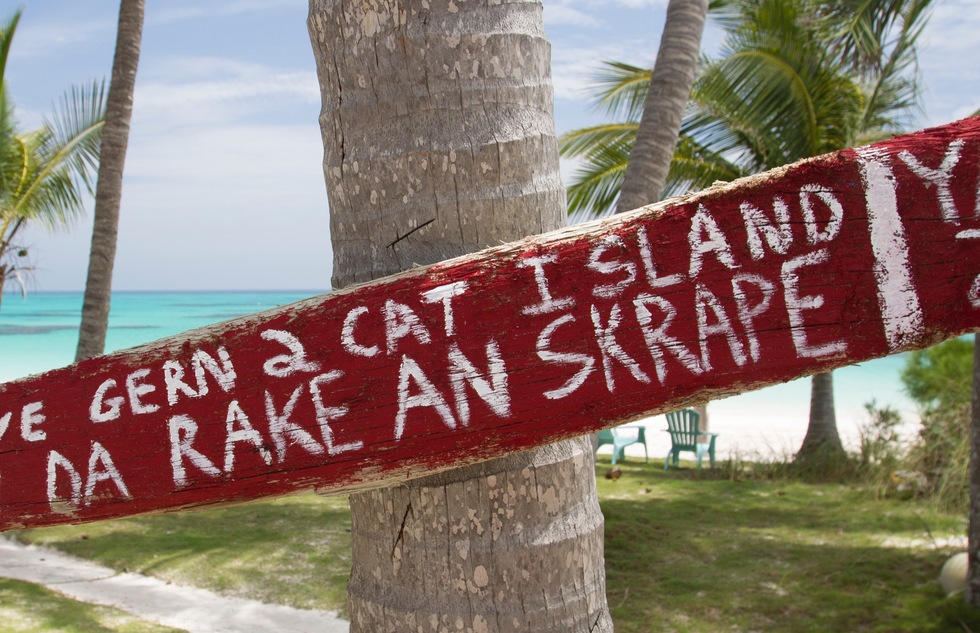 Sign on Cat Island in the Bahamas
