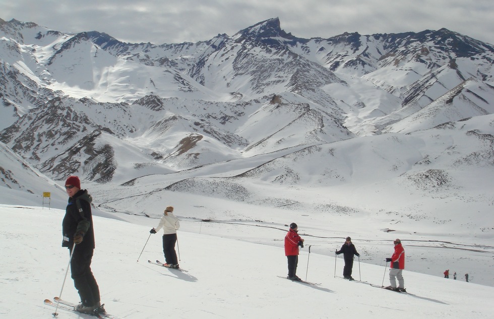 Family on ski slopes