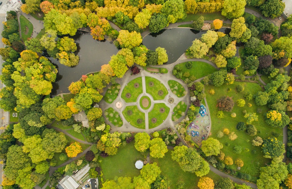 Aerial view of St. Stephen's Green in Dublin