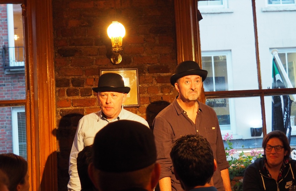 Performers in a literary pub crawl in Dublin