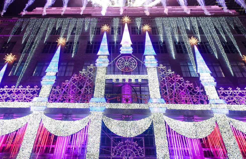 Holiday light show at Saks Fifth Avenue in New York City