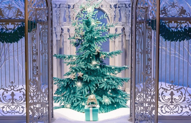 Holiday window display at Tiffany & Co. in New York City