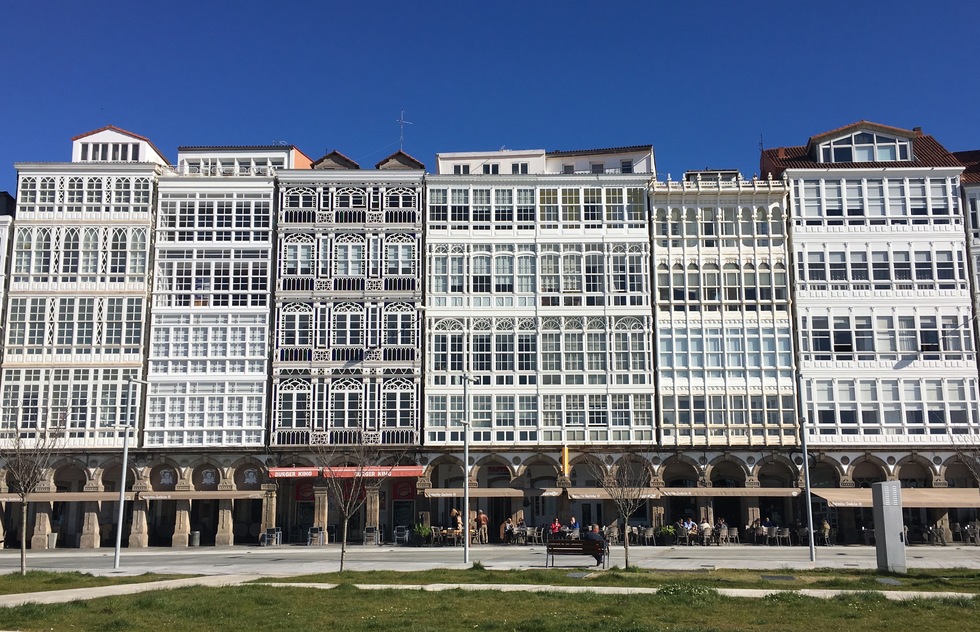 Glass windows, A Coruna, Galicia, Spain