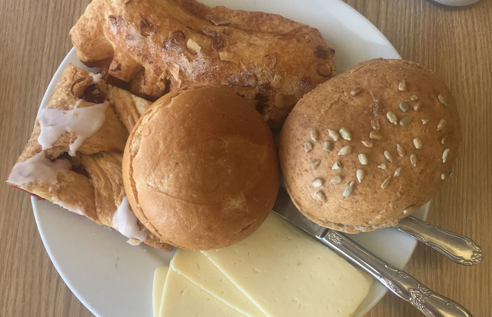 Breakfast foods from Olsen's Danish Bakery in Solvang, California