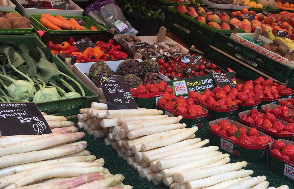 Farmers' market stand in Germany