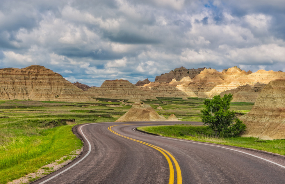Drive Loop Road and hike Notch Trail in Badlands National Park for striking views of naturally eroded land and vast priaries. 