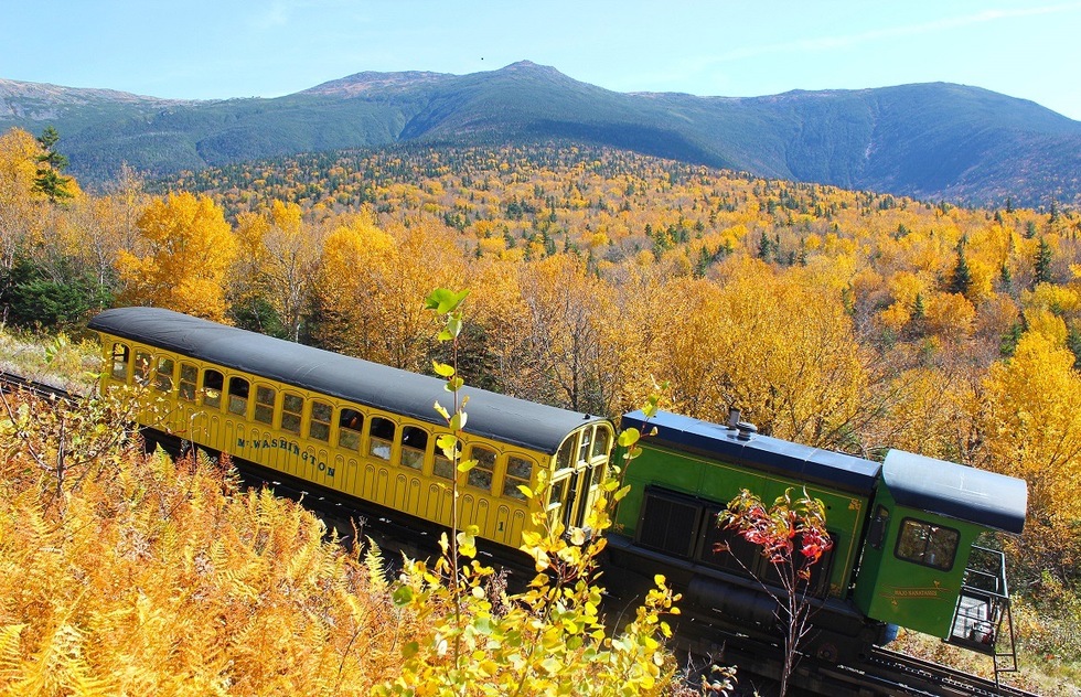 Fall foliage ideas: Mount Washington Cog Railway, Bretton Woods, New Hampshire 