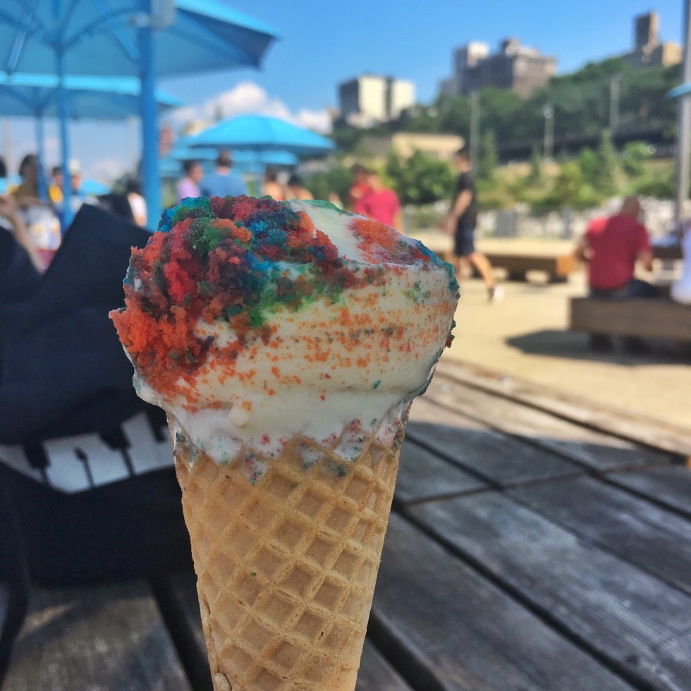 Ice cream cone from Ample Hills Creamery in Brooklyn Bridge Park